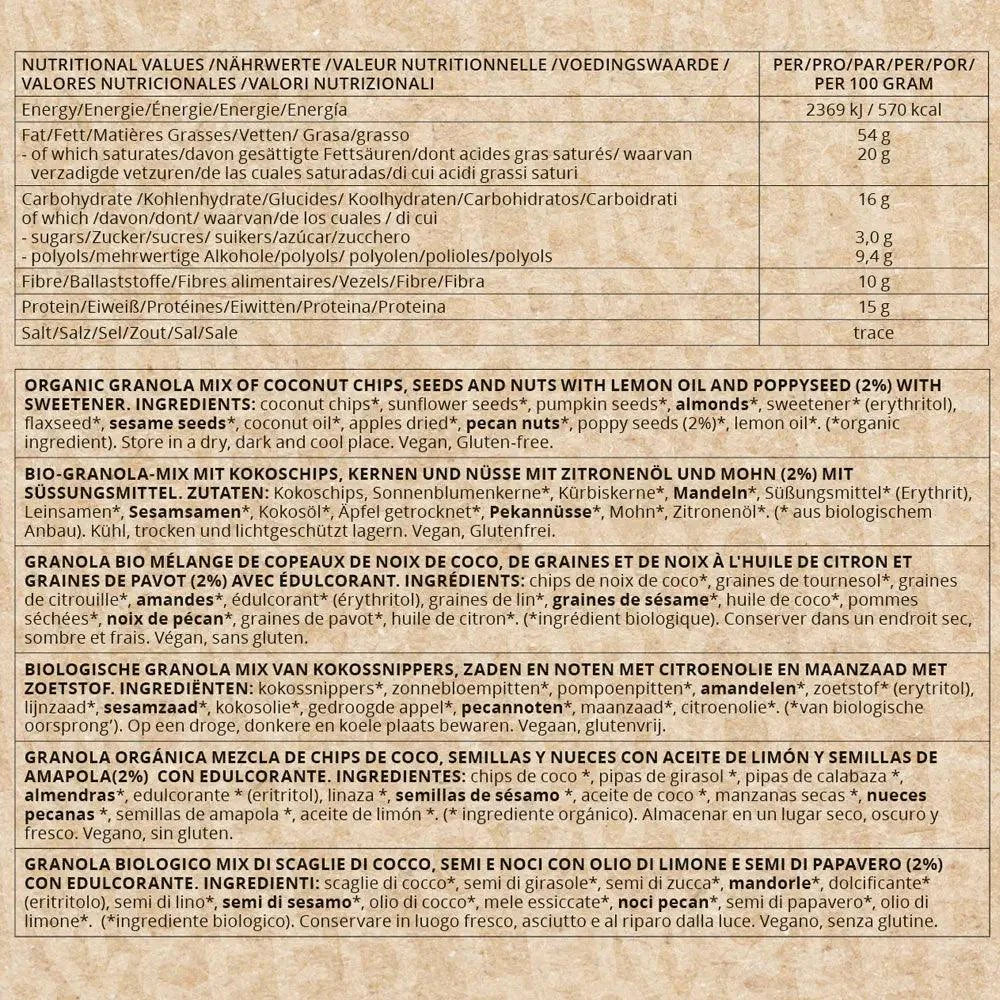 Bio Keto Granola Limone e Semi di Papavero Go-Keto 290g – product overview