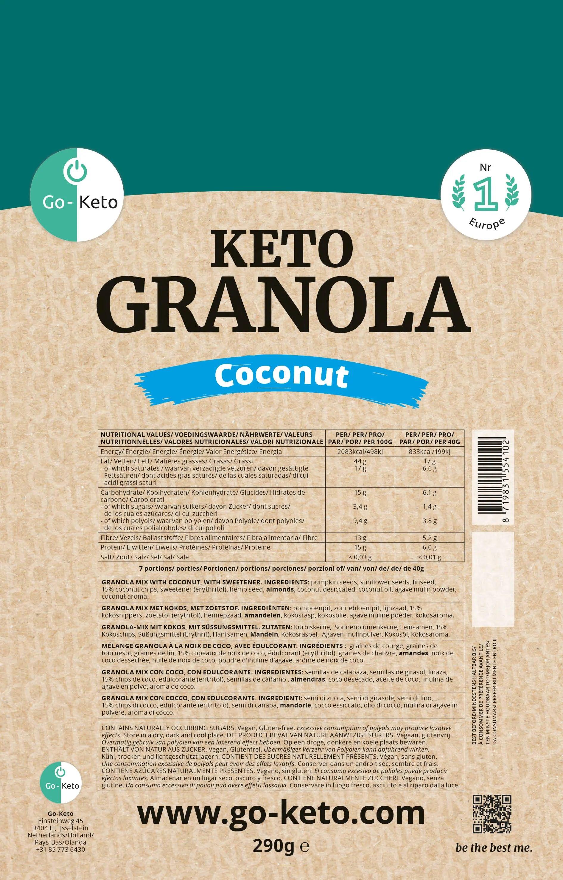 Go-Keto Keto Granola Coconut Go-Keto 290g P-GK-GR02-HB Vital20