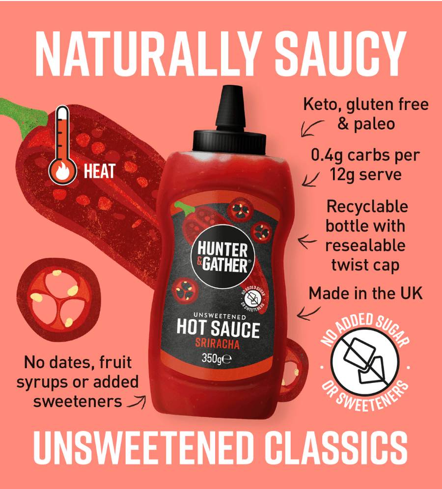 Hunter & Gather Unsweetened Sriracha Hot Hunter & Gather 350g 00900040 Vital20