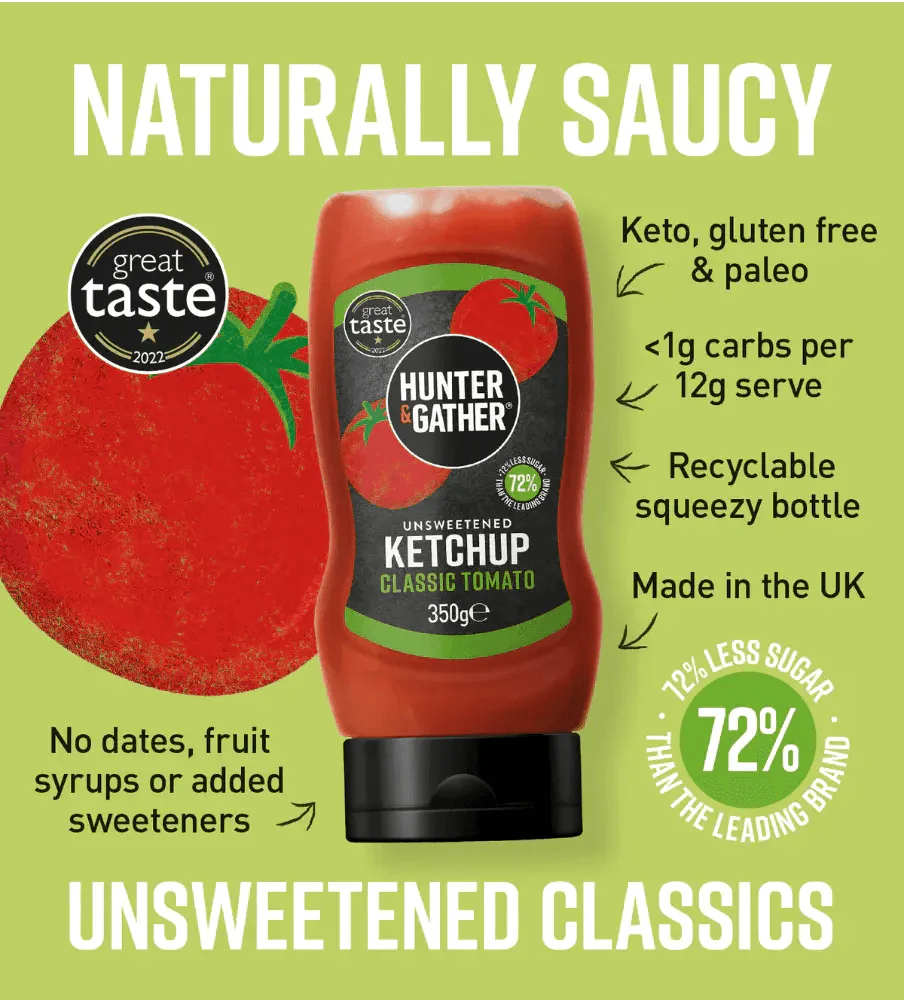 Hunter & Gather Unsweetened Tomato Ketchup Hunter & Gather 350g 00900037 Vital20