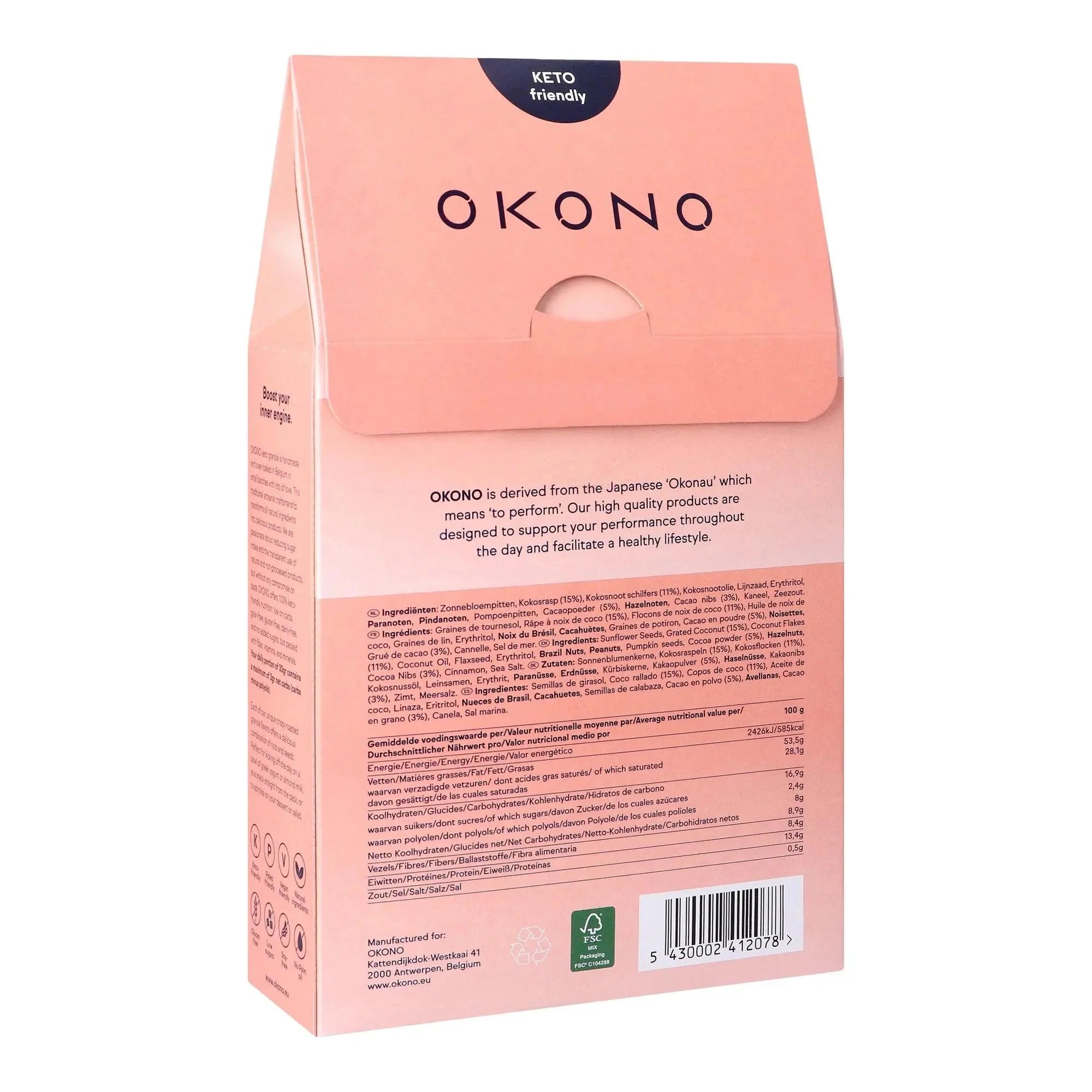 Keto Granola Cocoa Power Coconut & Cocoa OKONO 300g okono 03000004