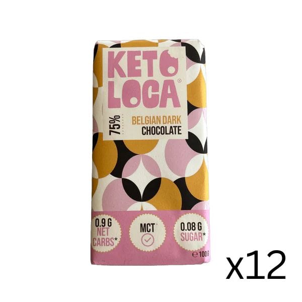 keto loca Belgian Chocolate 75% Dark Keto-Loca 100g x12 02800007 Vital20
