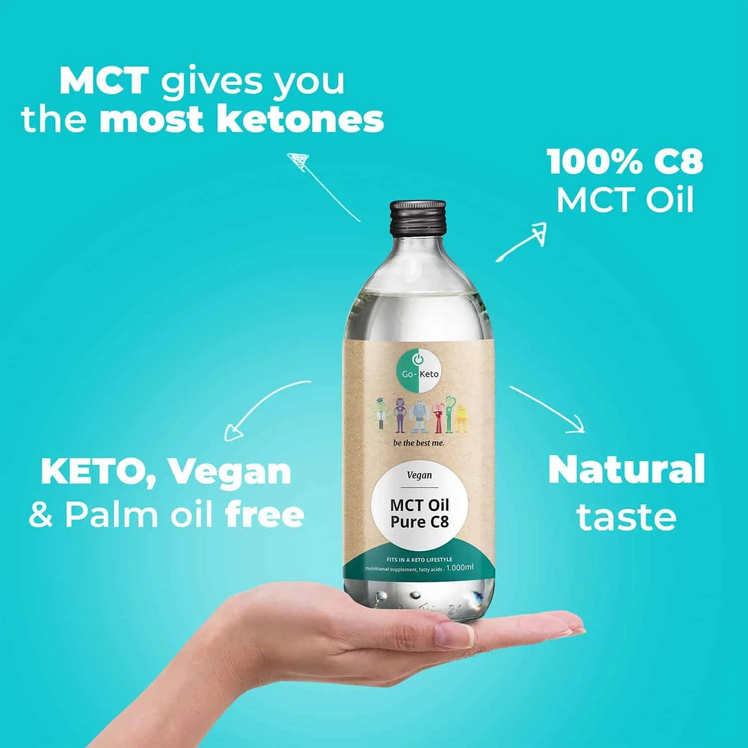 MCT Oil Coconut Pure C8 Go-Keto 1000ml – product overview