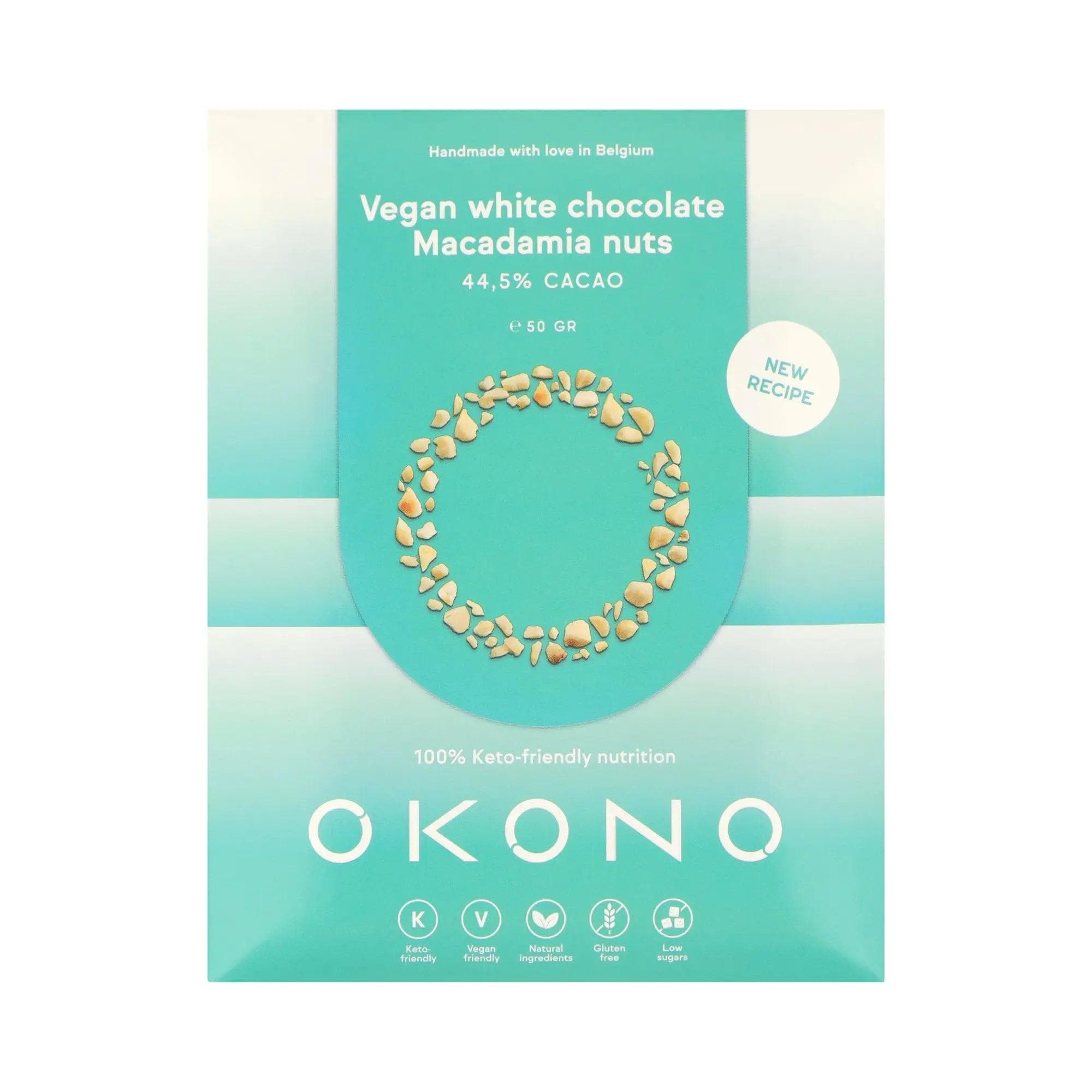 OKONO Vegan White Chocolate Macadamia Nuts OKONO 50g 03000011 Vital20