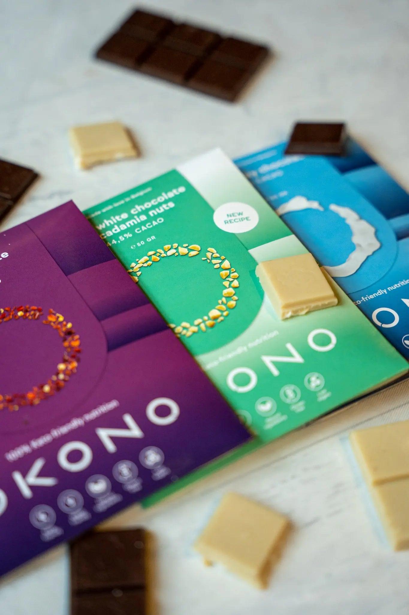 OKONO Vegan White Chocolate Macadamia Nuts OKONO 50g 03000011 Vital20