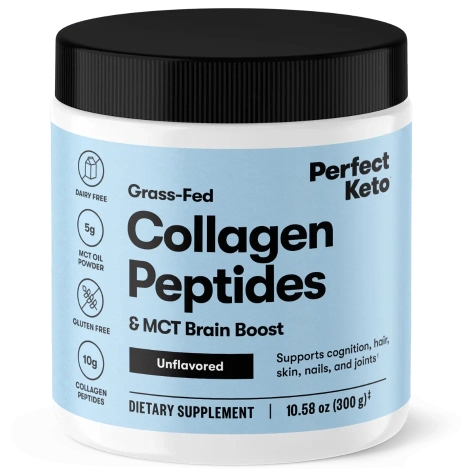Perfect Keto Grass-Fed Collagen Peptides & MCT Brain Boost Unflavored Perfect Keto 300g P-PKKCUN-28 Vital20