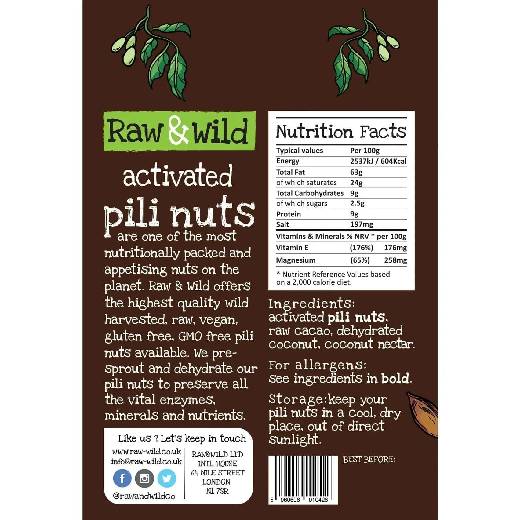 Pili Nuts Chocolate & Coconut Raw & Wild 22g raw & wild Snacks 03200003
