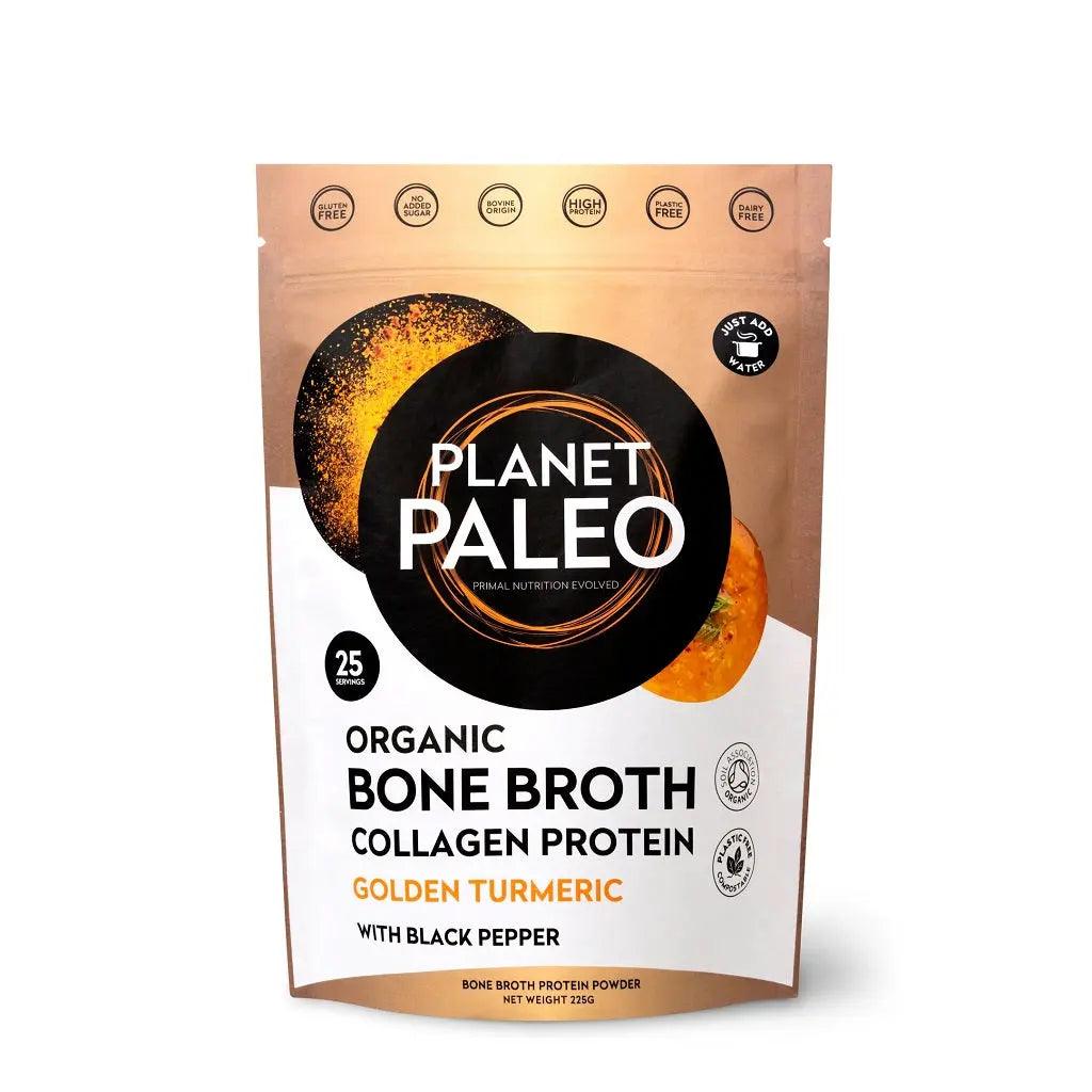 Planet Paleo Bio Bone Broth Collagen Protein Golden Turmeric Planet Paleo 225g 03100023 Vital20