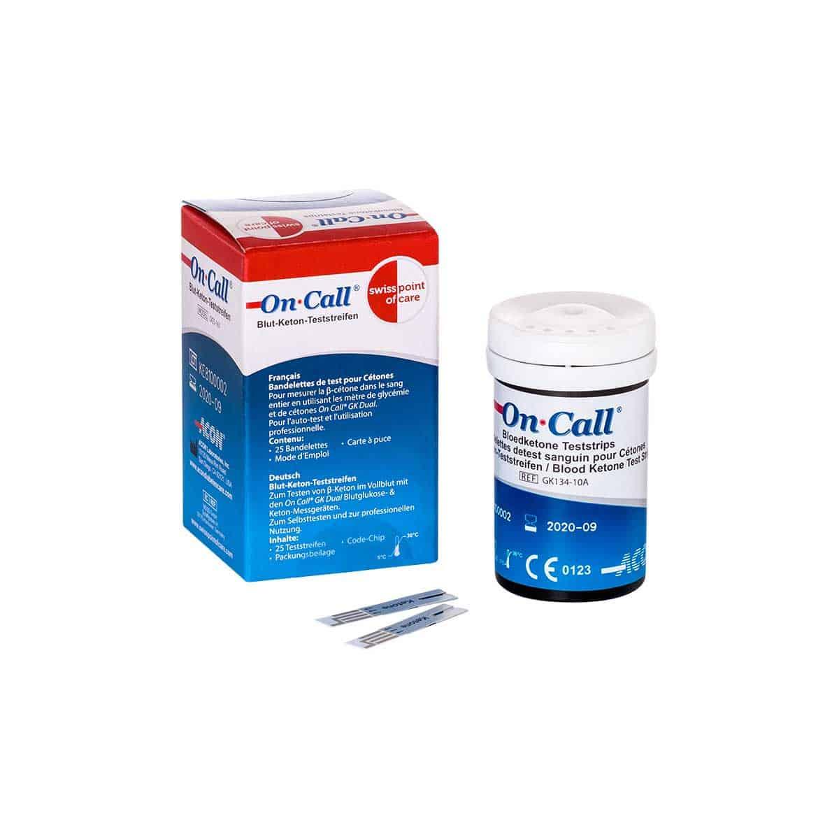 Swiss Point of Care Blood Ketone Test Strips On Call GK Dual Swiss Point of Care x25 P-ODST-03SP Vital20