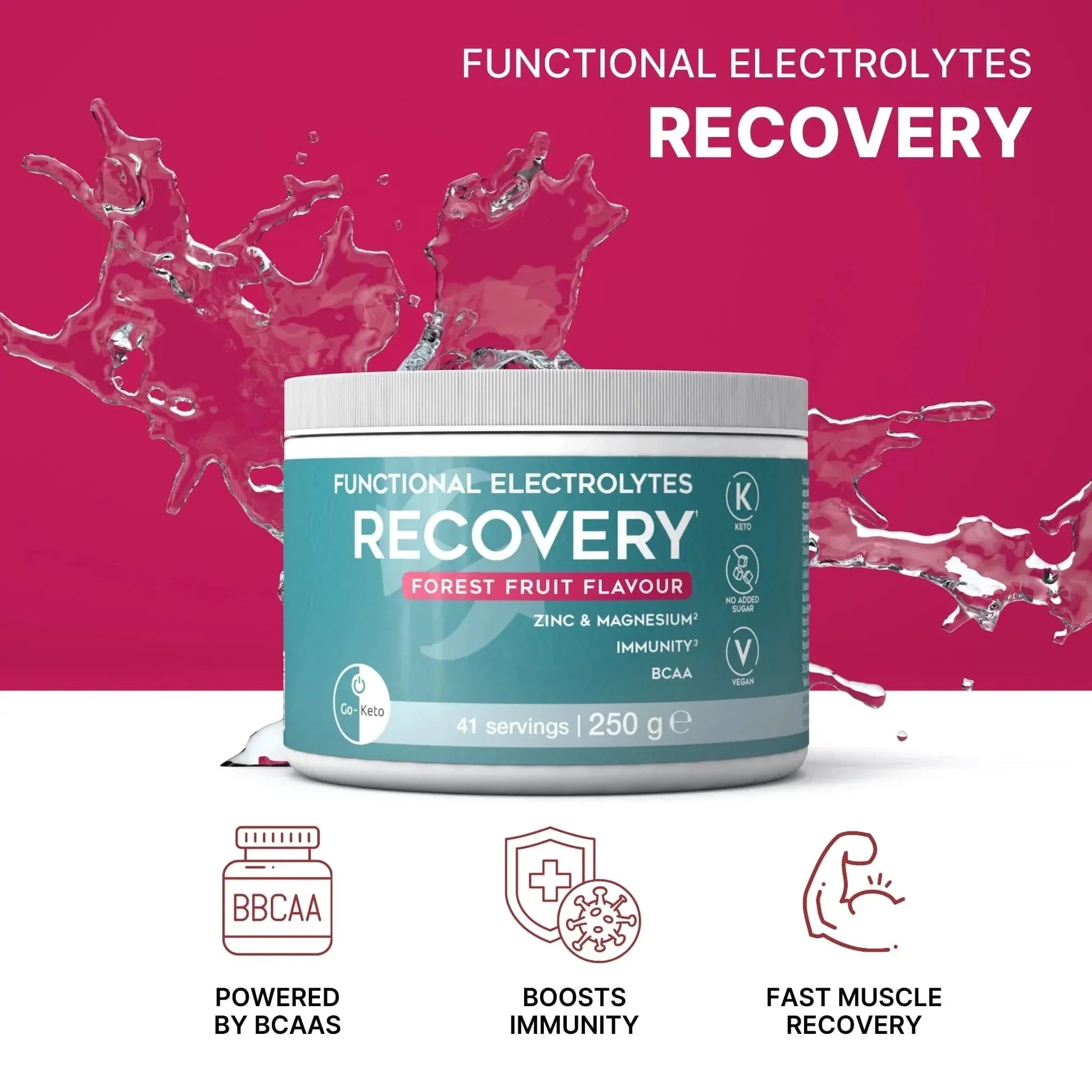 Functional Electrolytes Drink Mix Recovery Forest Fruit Go-Keto 41 servings x6 go-keto DrinkMix O-GK-607-RECOVER