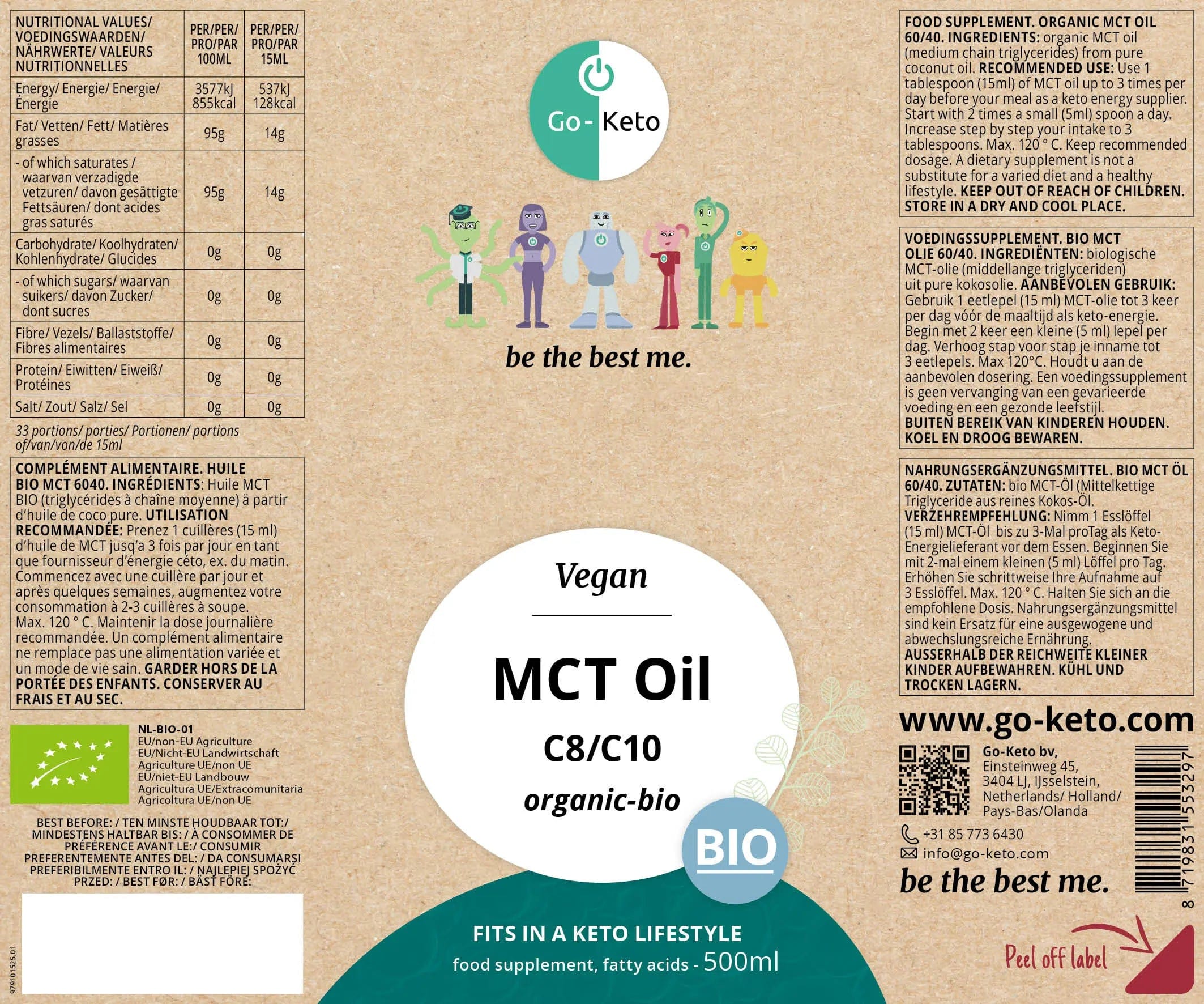 Go-Keto Bio Premium MCT Oil C8C10 Go-Keto 500ml P-GK-BIO-MCT686 Vital20