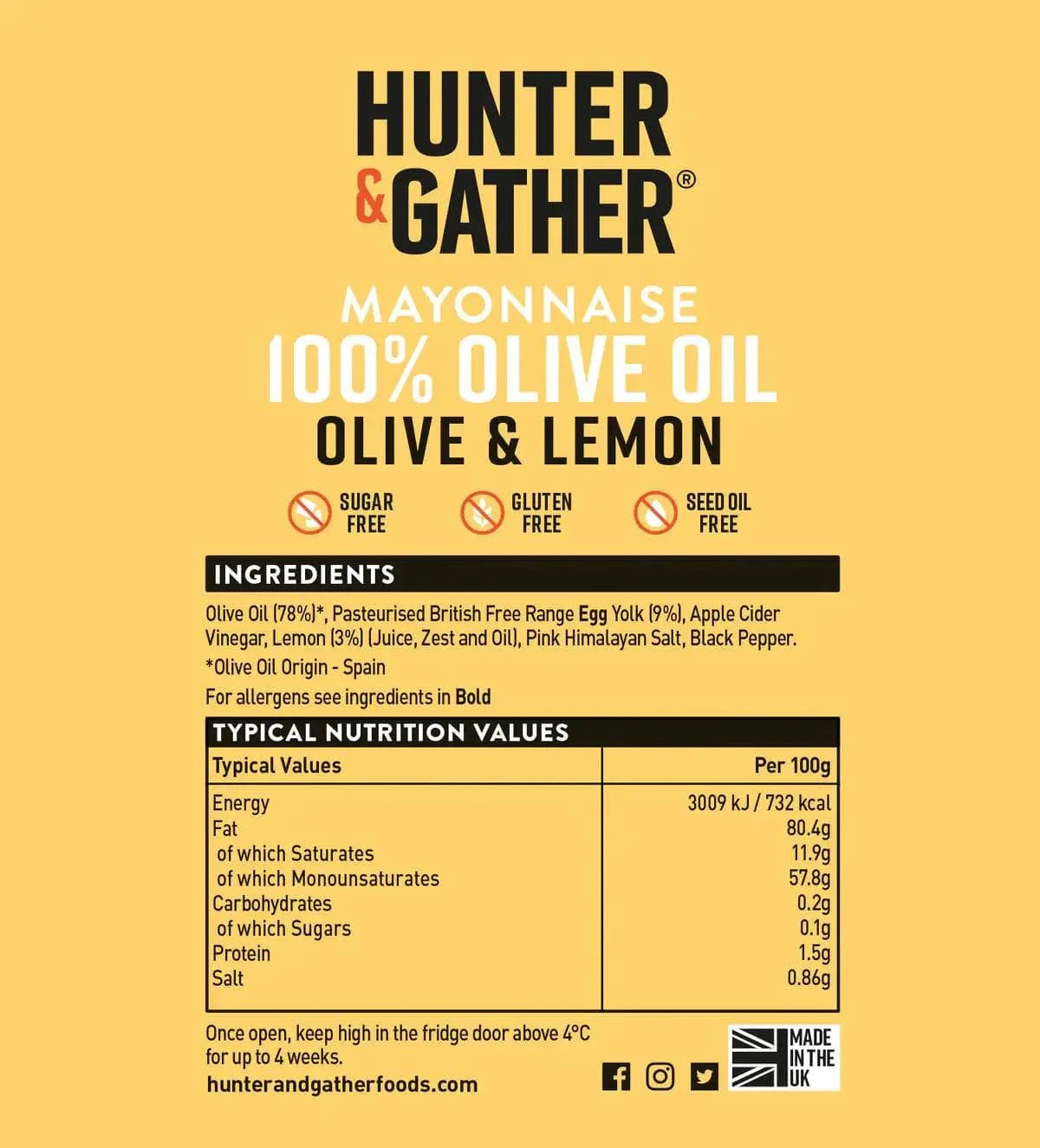 Hunter & Gather Olive Oil Mayonnaise Lemon Hunter & Gather 250g 00900016 Vital20