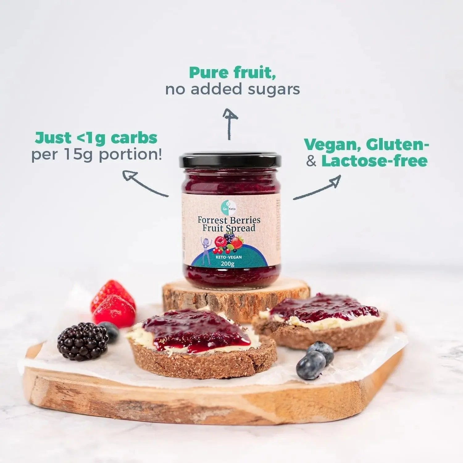Keto Fruit Spread Forest Berries Go-Keto 200g – product overview