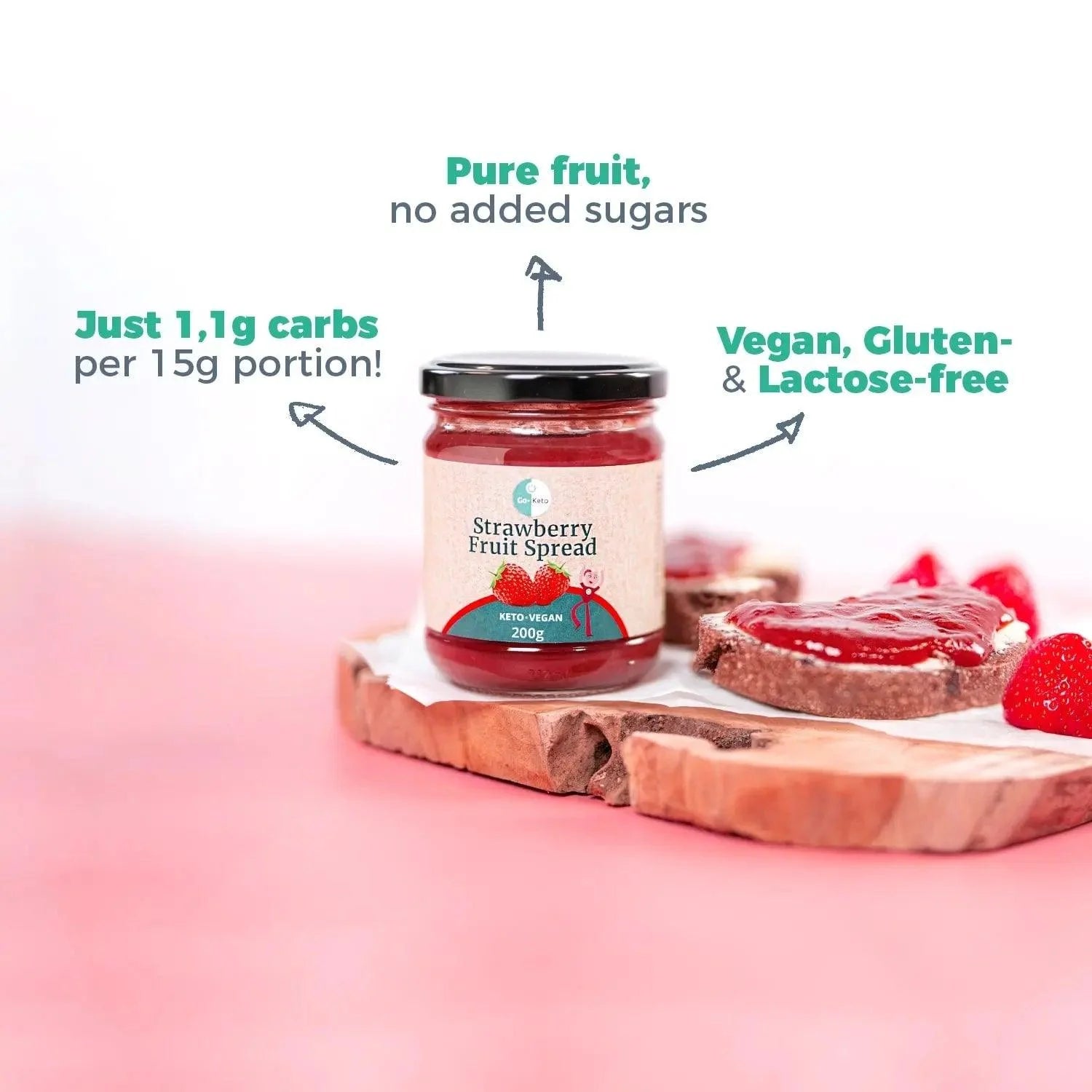 Keto Fruit Spread Strawberry Go-Keto 200g – product overview