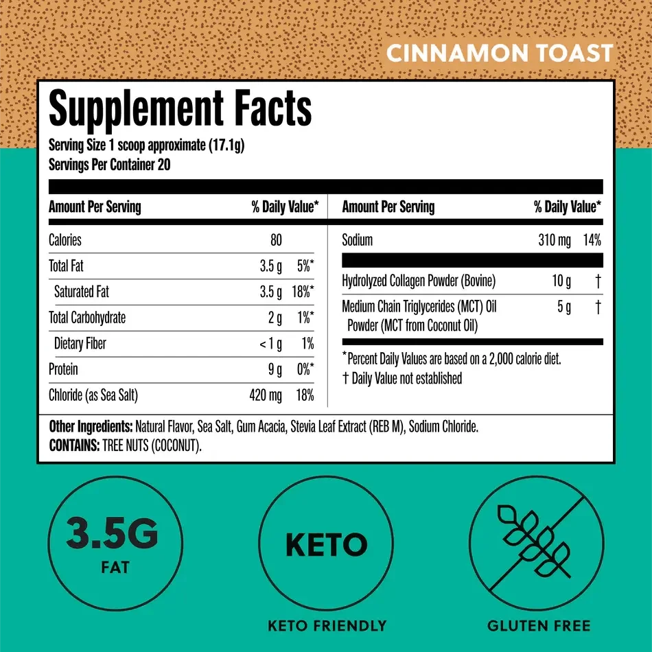MCT Collagen Powder Cinnamon Toast Perfect Keto 342g perfect keto  P-PKKCCT-75