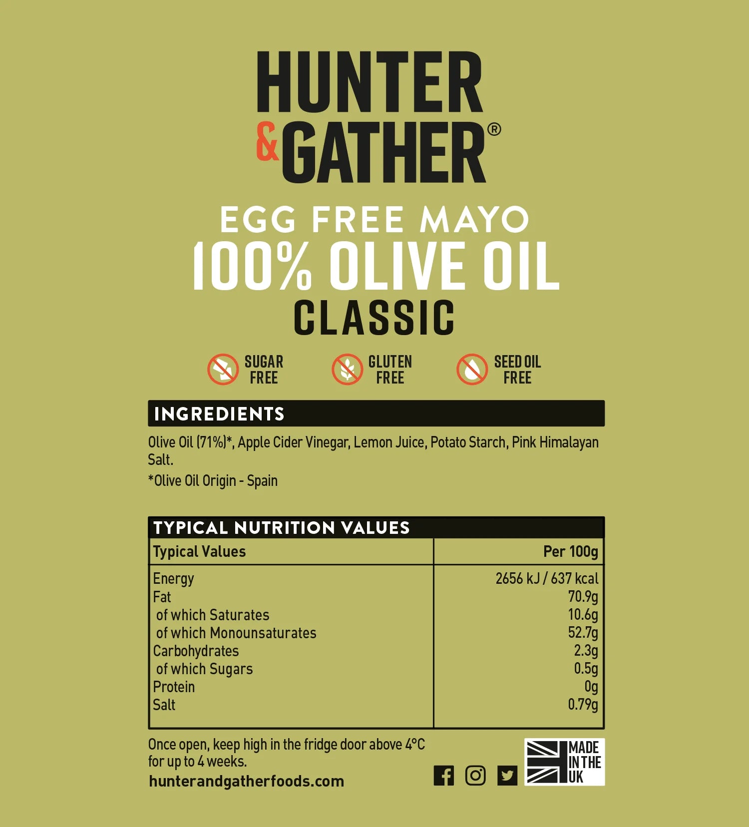 Olive Oil Mayonnaise Classic Hunter & Gather 250g hunter & gather  00900022
