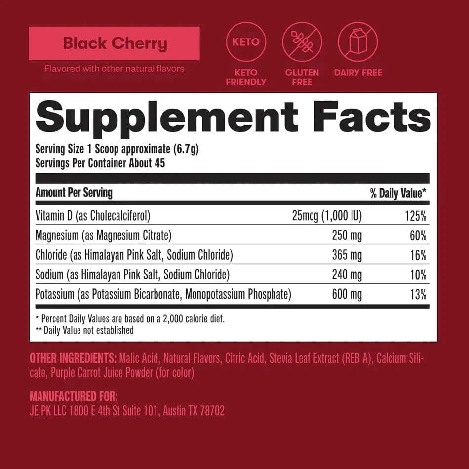 perfect keto Daily Electrolyte Powder Black Cherry Perfect Keto 301g P-PKEL-BC01 Vital20