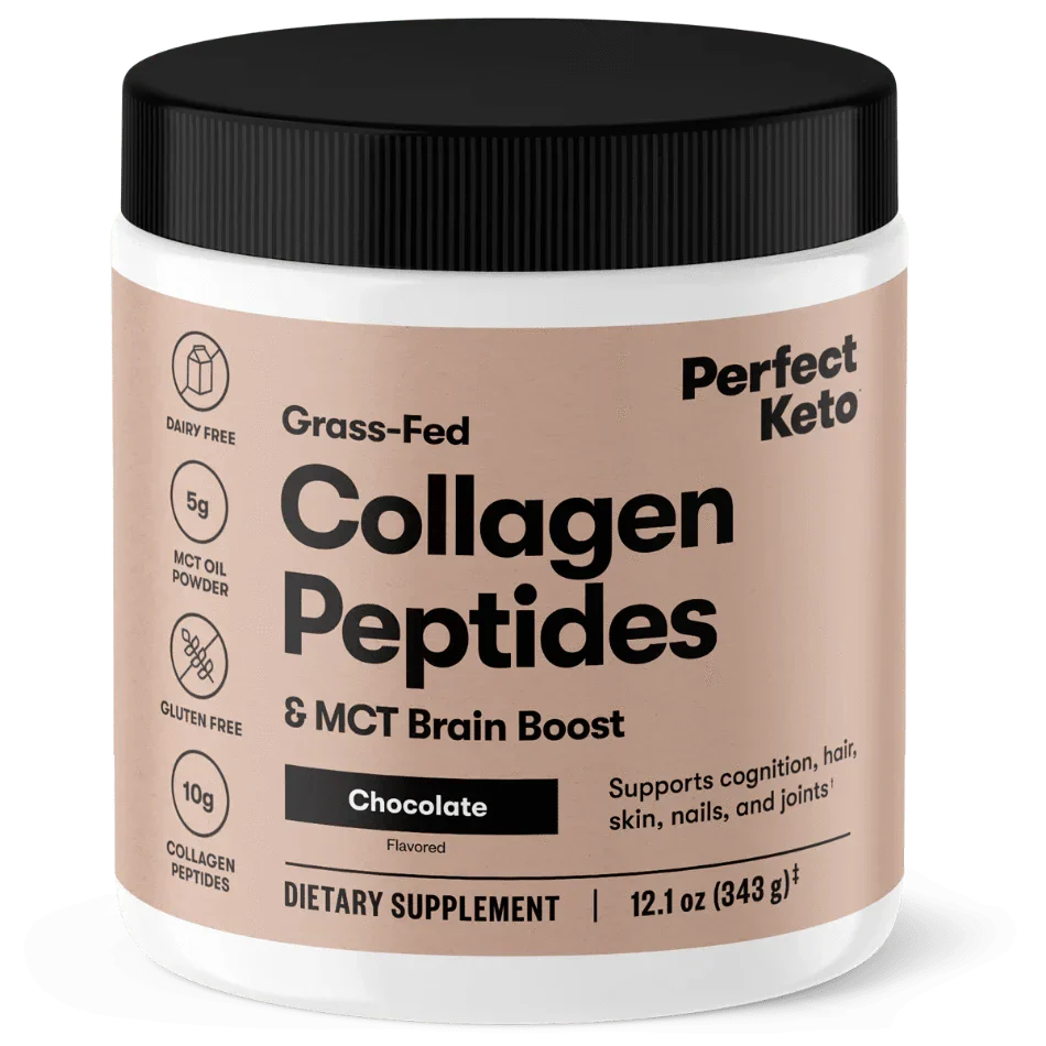 Perfect Keto Grass-Fed Collagen Peptides & MCT Brain Boost Chocolate Perfect Keto 343g P-PKKCC-42 Vital20