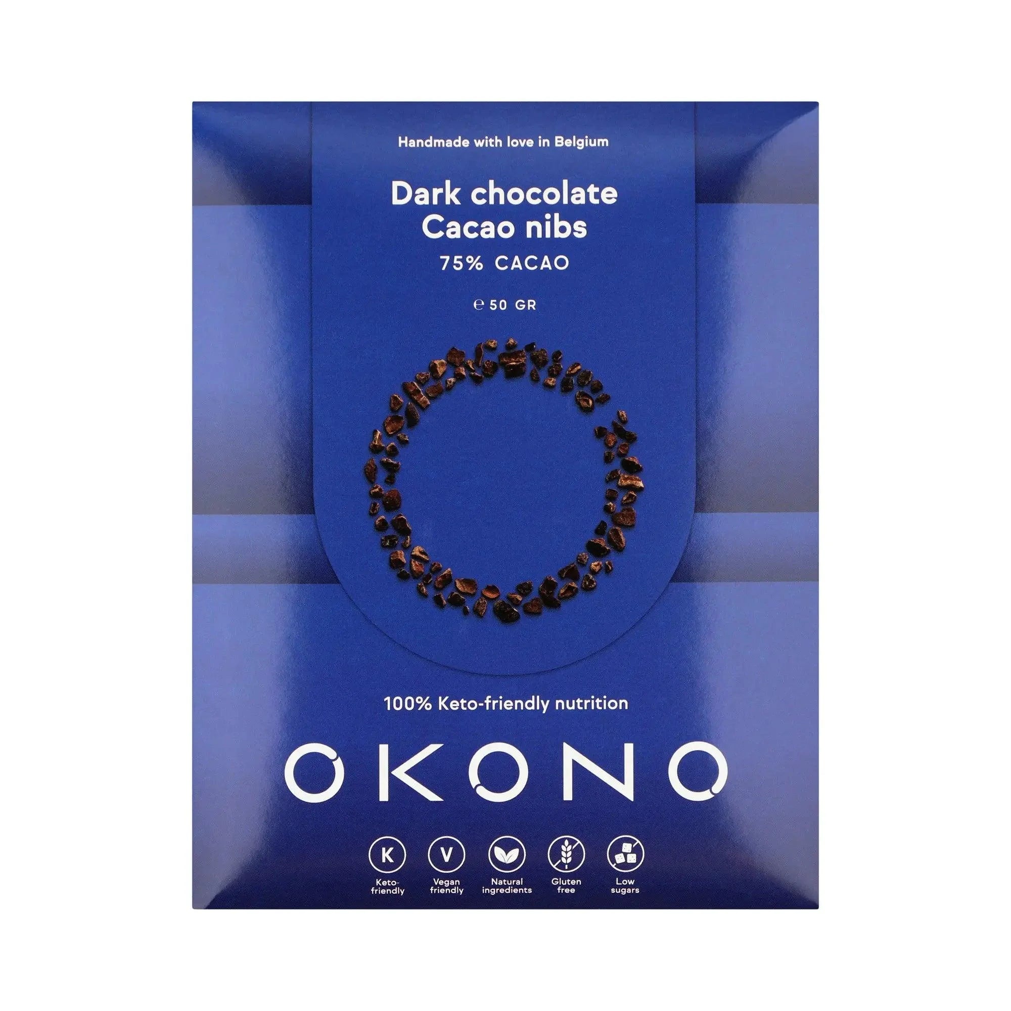 Vegan Dark Chocolate Cacao Nibs OKONO 50g okono Snacks 03000001